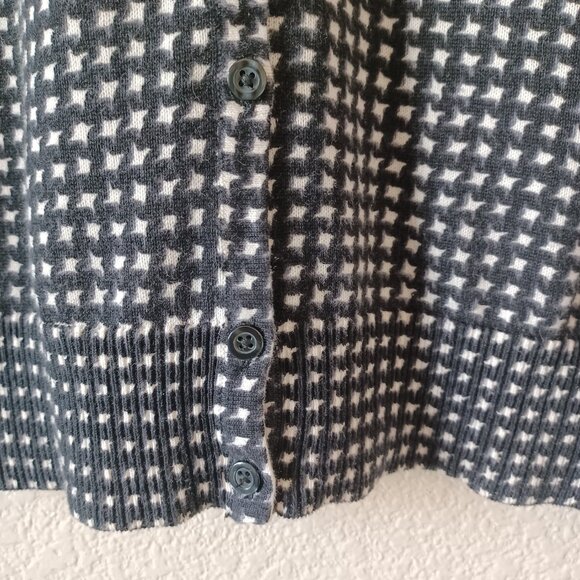 Croft & Barrow Black & White Houndstooth Cardigan Sweater, 100% Cotton, Large - Picture 5 of 12